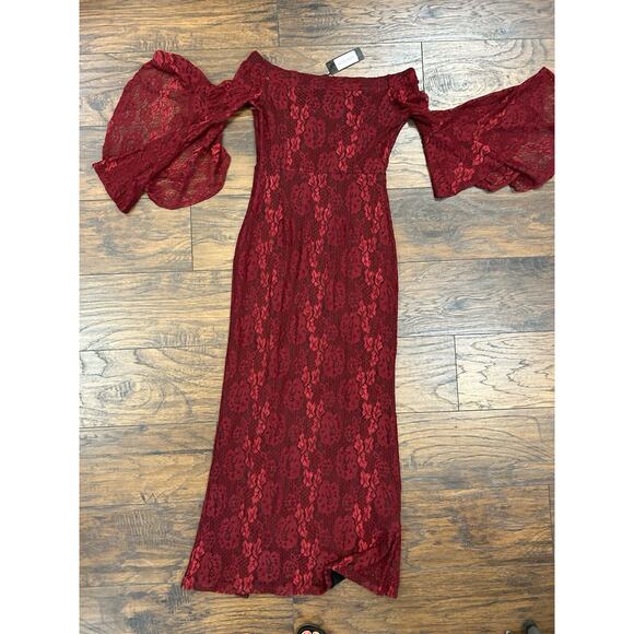 Nwt Floral Lace Bell Sleeve With Zipper Slit Medium - Picture 6 of 6